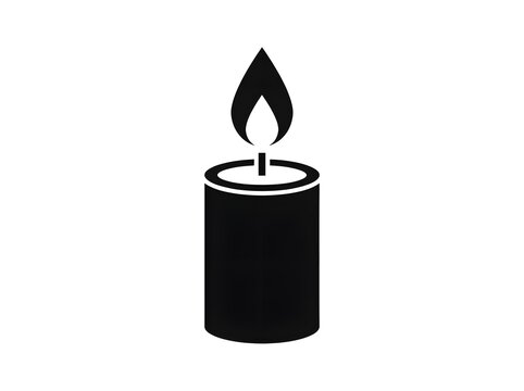 Black candle flame silhouette on a white background simple vector illustration