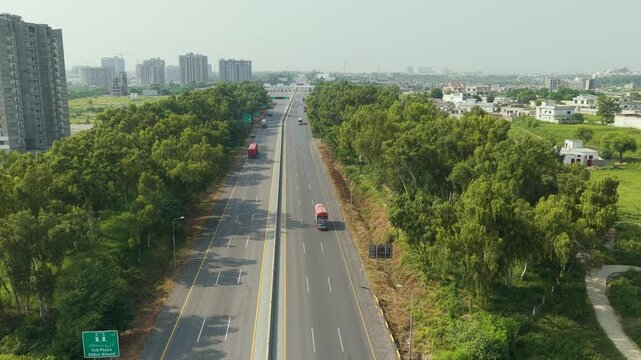  Aerial Drone View of Pakistan Motorway and Islamabad Road Infrastructure
