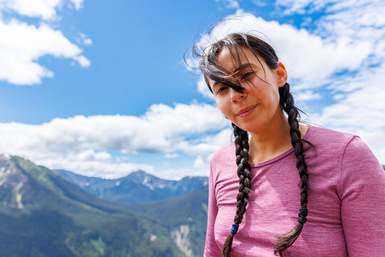 Portrait of a woman hiker in Manning Park, British Columbia