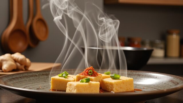Spicy Steaming Tofu with Green Onions