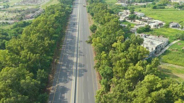 Top Aerial View of Islamabad Motorway and Pakistan Road Infrastructure