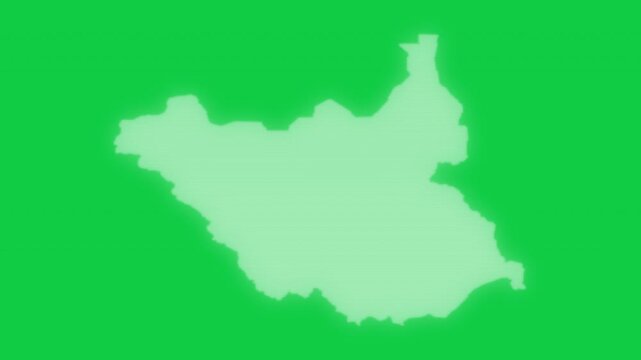 South Sudan VHS old screen effect map pop animation green background