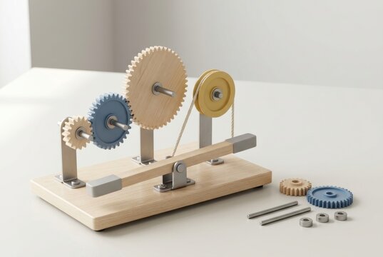 Educational gear mechanism with interlocking wheels and axles