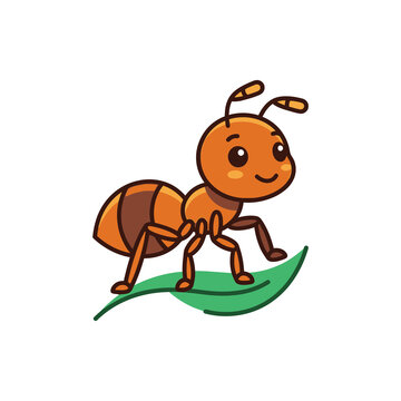 Cute cartoon ant character performing walking in isolated PNG with transparent background