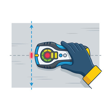 Professional Wall Scanner Stud Finder Illustration with Laser Level