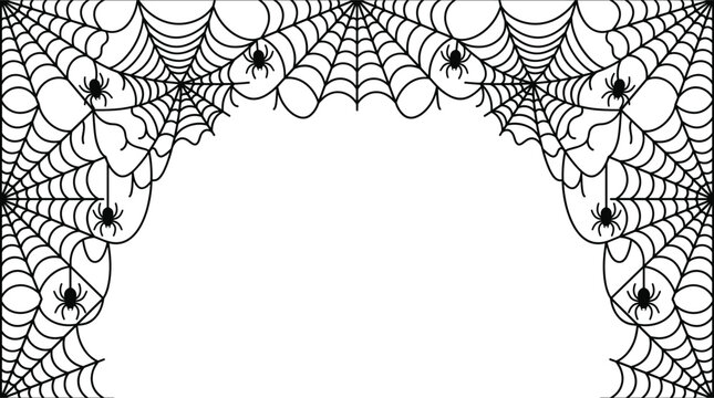 Halloween Archway of Spiders: An eerie archway adorned with a delicate yet sinister spider web, featuring several small spiders waiting in the darkness.
