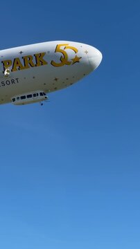 Zeppelin Airship Flying in Blue Sky, Airship Flight, Aerial Tour, Air Tourism, Unique Flying Experience, Friedrichshafen Germany