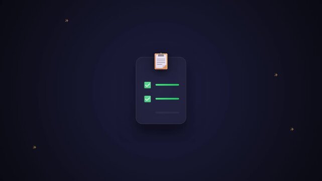 Paper Clip and Green Checklist Motion Graphic