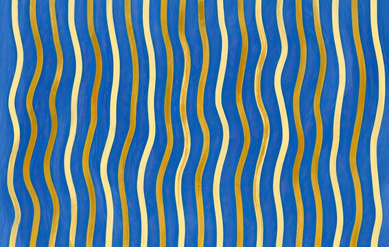 Blue and gold wavy vertical stripes on a textured background