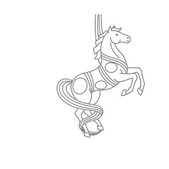 Fototapeta premium Carousel Horse Line Art