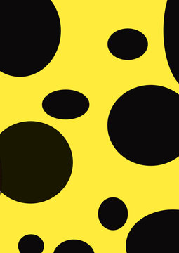 Abstract Black Polka Dots Pattern on Yellow Background