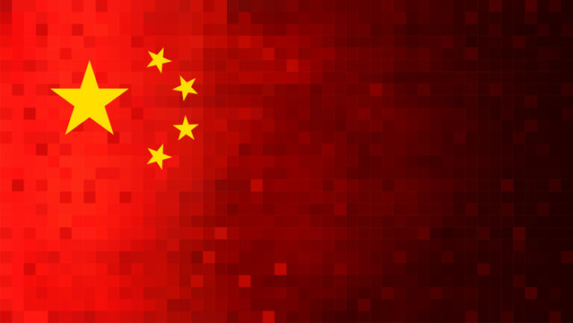 China Flag Digital Techno Pixel Background Wallpaper Vector Design Illustration