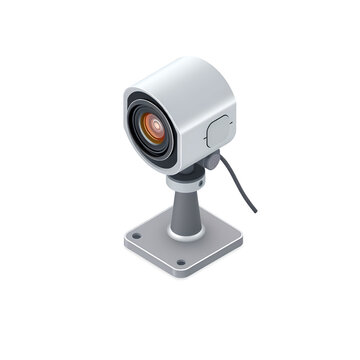 Modern security camera for outdoor surveillance mounted on a white wall