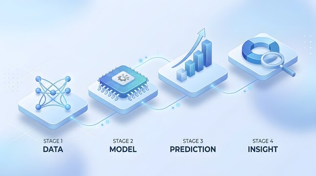 Data analysis process stages data model prediction insight