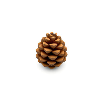 Wooden pine cone icon isolated on white background for autumn concept