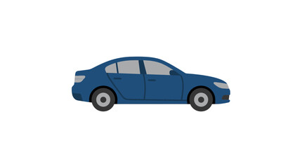 Fototapeta premium Side view of a modern blue sedan car isolated on white background.