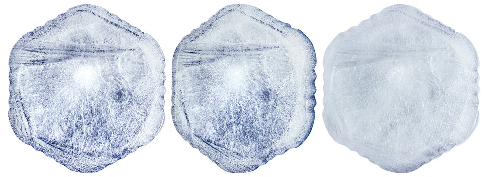 Isolated photo of frozen ice rhombus shaped picture or photo on white background.