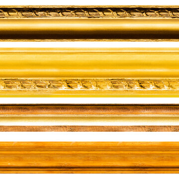 Isolated photo of seamless wooden baguette picture frame lines on white background.