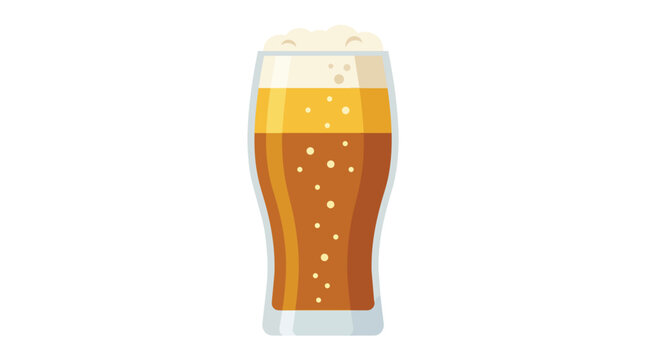 Pint of amber beer with foamy head minimalist flat vector illustration for brewery menu branding