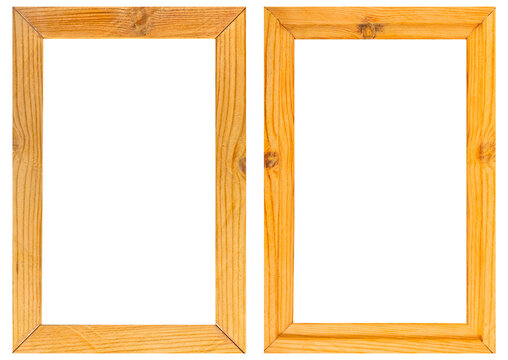 Isolated photo of wooden picture frame on white background.