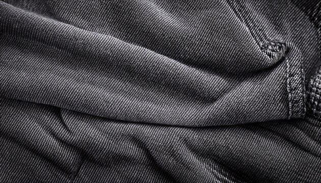 grayscale denim fabric texture closeup with intricate twill weave pattern evoking rugged vintage industrial mood