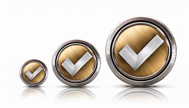 isolated metallic checkmarks in various angles arranged on a white background success and completion design and visual content