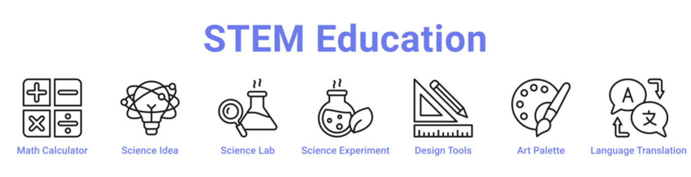 Stem Education Web Icon Banner and Collection