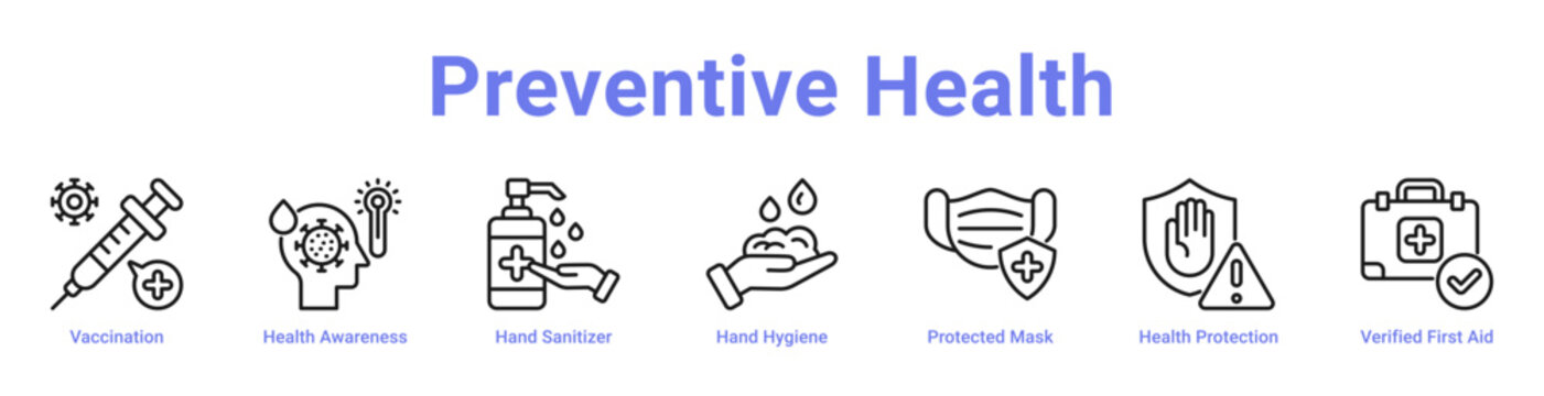 Preventive Health Web Icon Banner and Collection