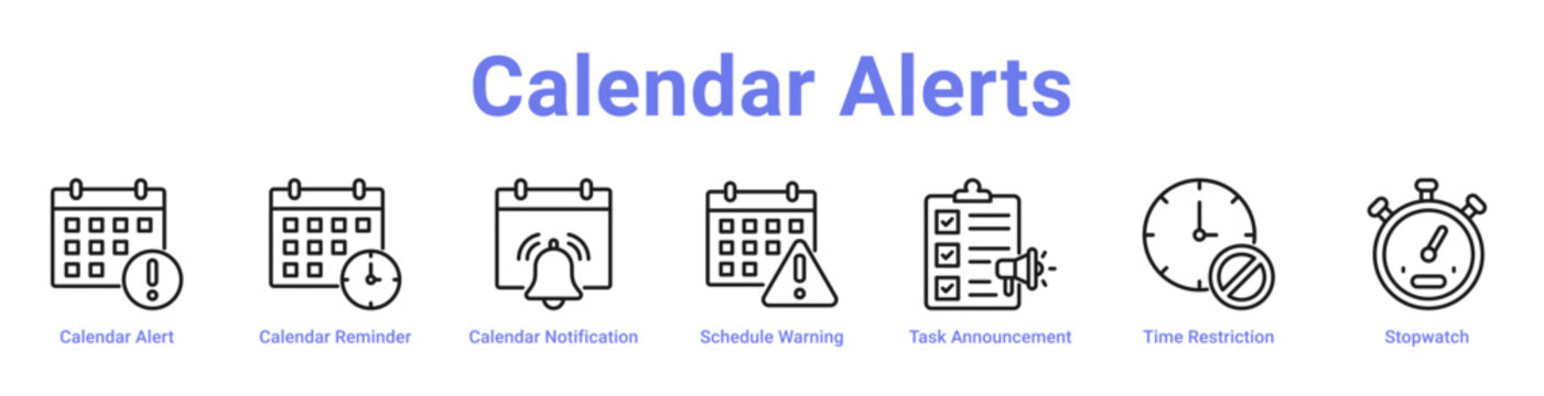Calendar Alerts Web Icon Banner and Collection