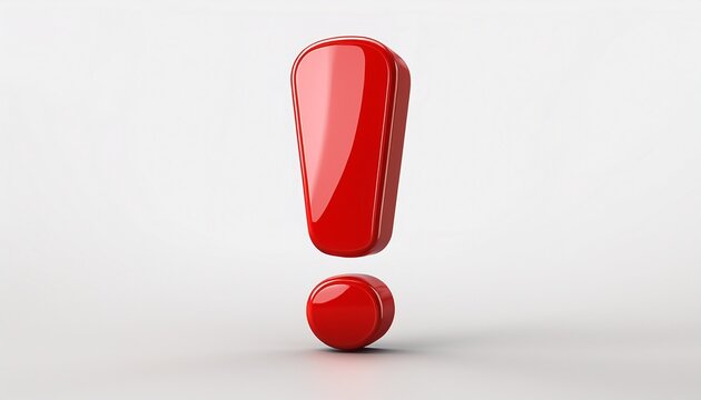 3d red exclamation mark isolated on white background