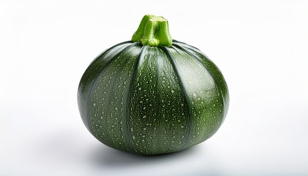 a single round green zucchini vegetable isolated on a white background isolated on white background