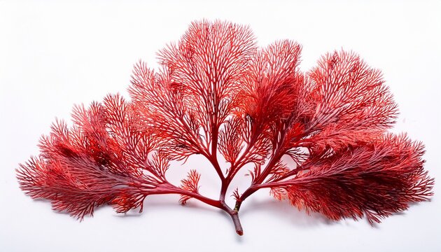 red algae or seaweed branch on white background