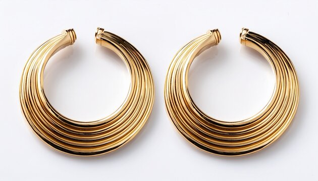 gold hoop earrings isolated on white background