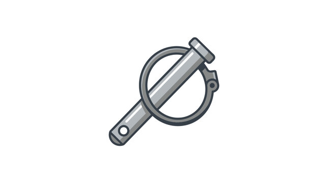 Metal R-clip fastener with loop, isolated on transparent background.