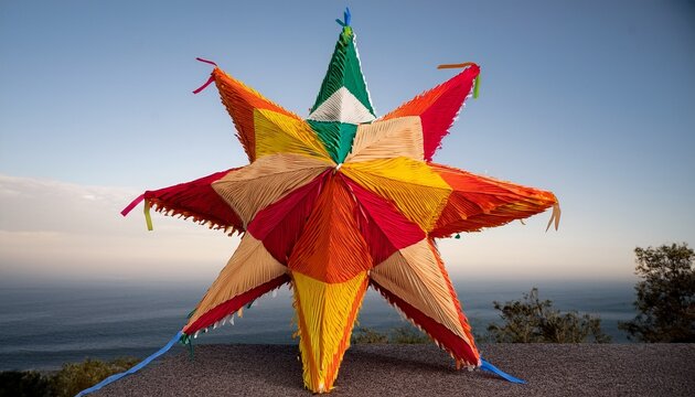 traditional mexican seven point star pinata made of paper