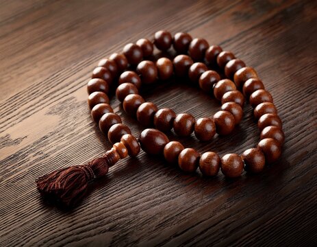 dark brown wooden misbaha prayer beads
