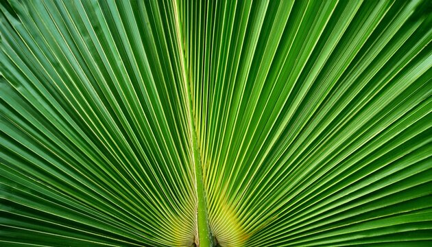 closeup of vibrant green palm leaf with detailed texture