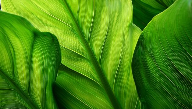 closeup of vibrant green plant leaves with detailed texture