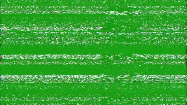 Chroma key green digital noise static television screen glitch error signal failure pattern problem distortion bright background display empty