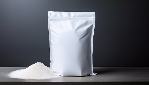 white packaging bag mockup isolated background suitable for branding food products flour or industrial materials simple and clean presentation for design showcase