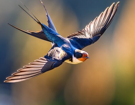 swallow in flight a swift swallow navigates the air with elegant grace its wings outstretched showcasing the intricate details of its feathers against a soft blurred background