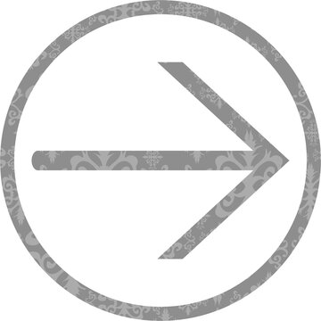 A grey arrow inside a circle with a pattern