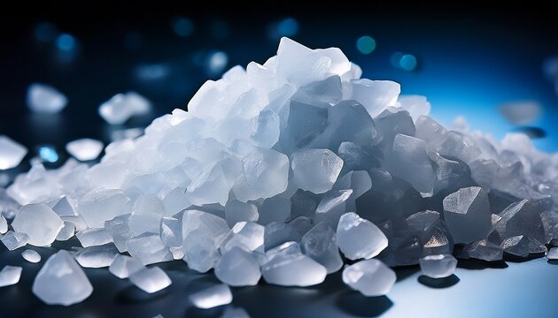 heap of coarse salt crystals a close up view of a pile of irregular translucent coarse salt crystals offering a textured and abstract representation of this essential mineral