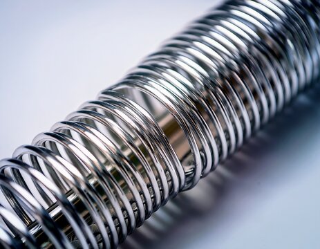 close up of metal coil binder a detailed view of a silver metal coil binder showcasing the intricate spiral structure against a clean bright backdrop