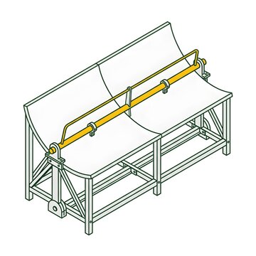 Isometric illustration of a parabolic trough solar collector system