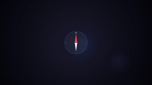Minimalist dark compass design with red and white needle