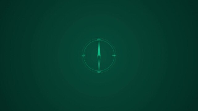 Minimalist green compass icon on dark background