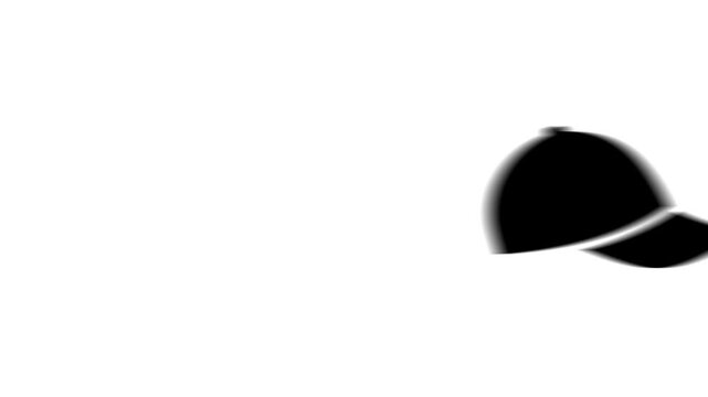 Animation set, baseball cap symbol. Animations: transparency, zooms, transition top to down, transition left to right, slide up to down, slide left to right