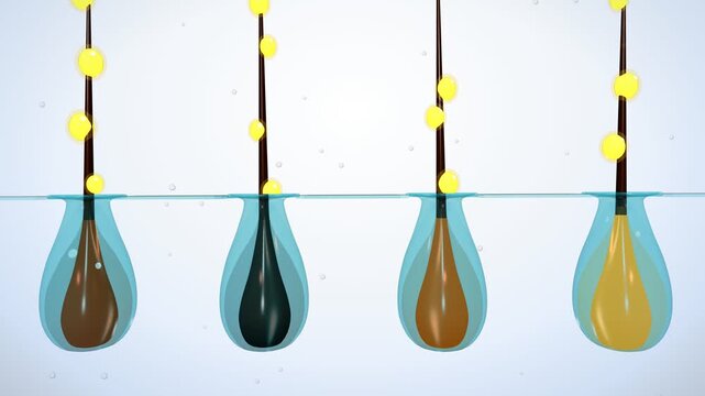 3D render of vitamin serum absorbing into hair follicles