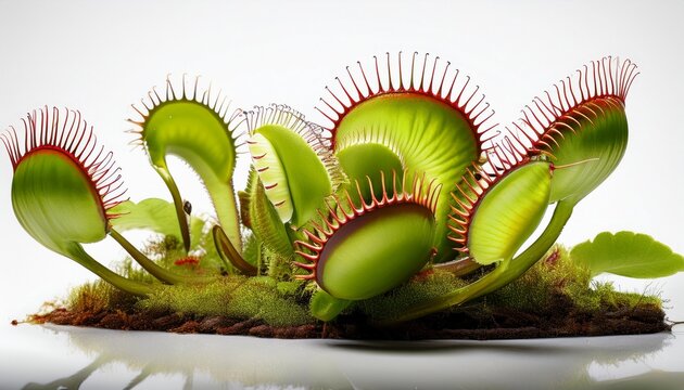 detailed image of venus flytrap dionaea muscipula isolated on white background ai generated